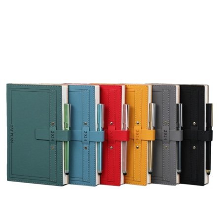 Dagbok 2024 A5 En side per dag Dagbok 2024 En dag per side Januar til desember Dagsvisning 12 måneder 2024 Dagbok med pennsett Sett Grønn