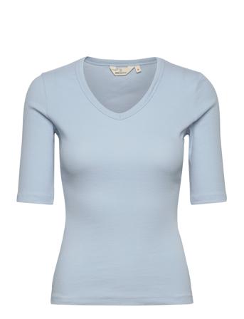 Ludmilla Ss Tee Gots Blue Basic Apparel