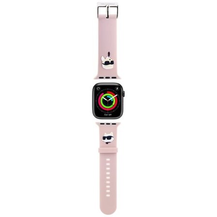 Karl Lagerfeld 3D Rubber Karl&Choupette Heads rem til Apple ur 42/44/45/49mm - pink