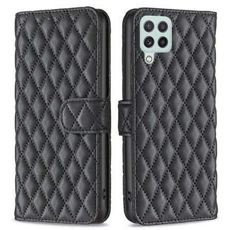 Matt Samsung Galaxy A22 4G fodral med rombmönster - Svart