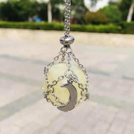 Crystal Holder Cage Necklace Crystal Net Metal Halsband SILVER