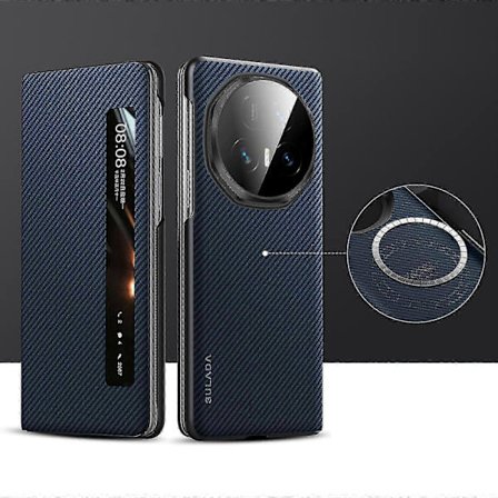 SULADA Kevlar 600D Teksturoitu Älykäs Ikkunallinen Nahkainen Puhelinkotelo Honor Magic V5:lle