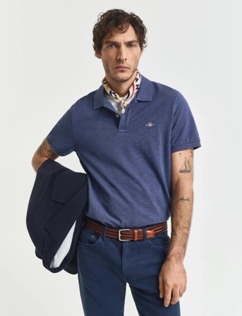 GANT Reg Shield Ss Pique Polo - Navy - M