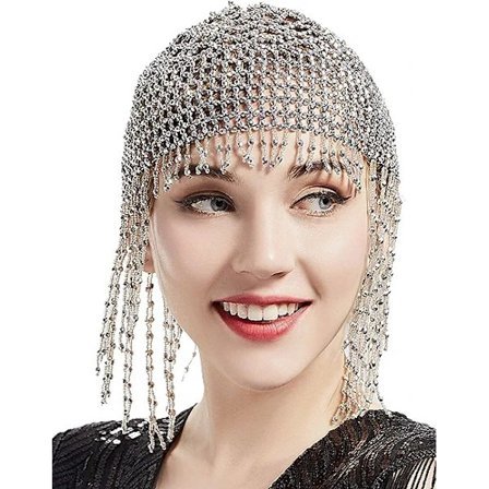 1920-talets pärlhuvudbonad brummande 20-tal pärlfrans mage dans