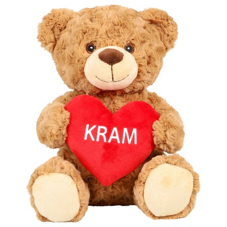 Beige Bamse med Hjerte 25 cm