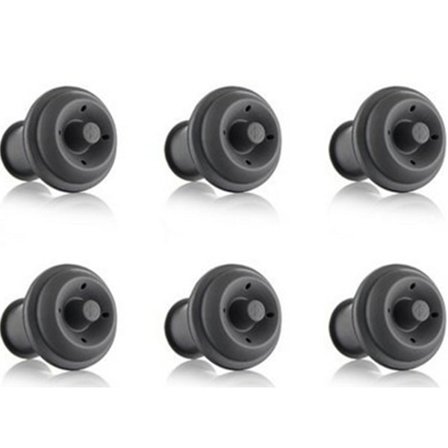 6-delt vakuumpumpestop til vin - grå