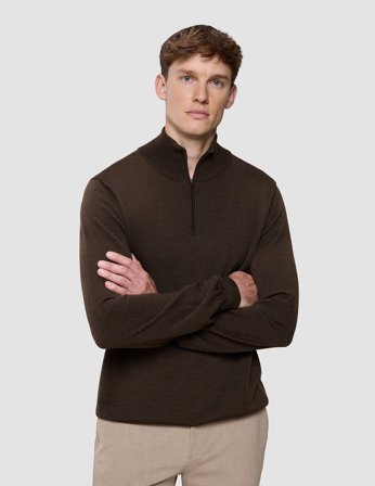 Shaping New Tomorrow - Seamless Premium Merino Knit Half Zip - Saddle Brown - Herre - Størrelse L