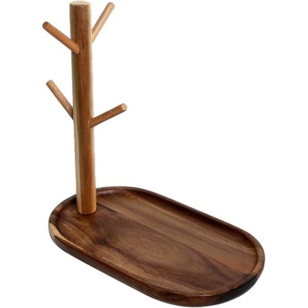 Træformet træ kaffekop te kop opbevaringsholder stativ hjem køkken krus hængende display rack drikkevarehylde