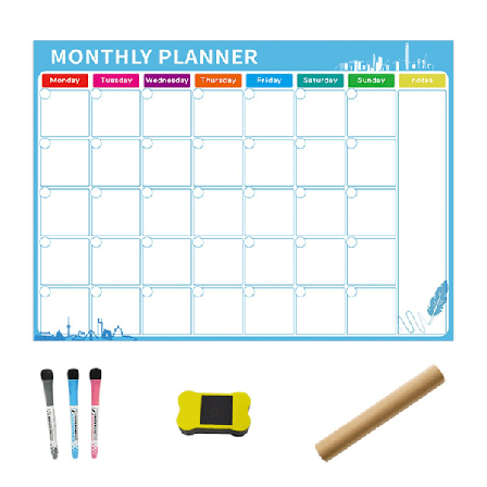 Raderbar Kalender för Kylskåp Magnetiska Whiteboard-kalendrar Månads-/Veckoplanerare Veckoorganisatör (FMY)
