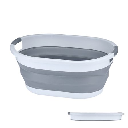 Sammenleggbar kleskurv / balje - Brettbar kurv grå 1-pakning