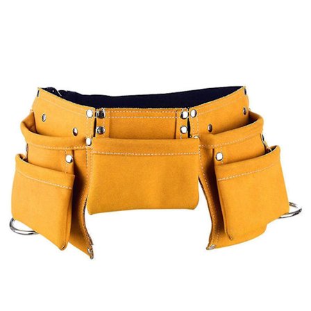 Verktøybelte for barn til barn Tømmerarbeid Justerbar midjeveske med 5 lommer Snekkerarbeid Gul