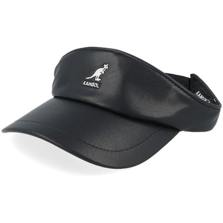 Kangol - Black visor Czapka Z Daszkiem - Kg Kangol Faux Leather Black Visor @ Hatstore