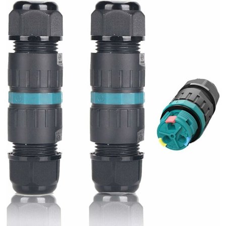 2 kpl IP68 vedenpitävä kaapeliliitin 5mm-9mm TV 3-nastainen ulkoinen sähköliitäntäholkki puutarhaan 2-tie pohja