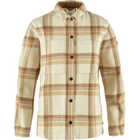 Fjällräven Women's Singi Flannel Overshirt in Chalk White/Dune Beige/Weiß, Bio-Baumwolle | Size: Small
