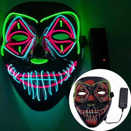 Halloween LED-mask, LED-mask med 3 blinkande ljuslägen