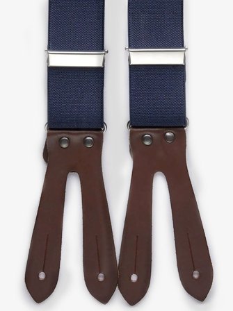 John Henric Men's Blaue Hosenträger Leder-Hosenträger Size 35mm
