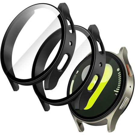 Skal med skärmskydd för Samsung Galaxy Watch 7 44mm, övergripande skydd, inbyggt härdat glas