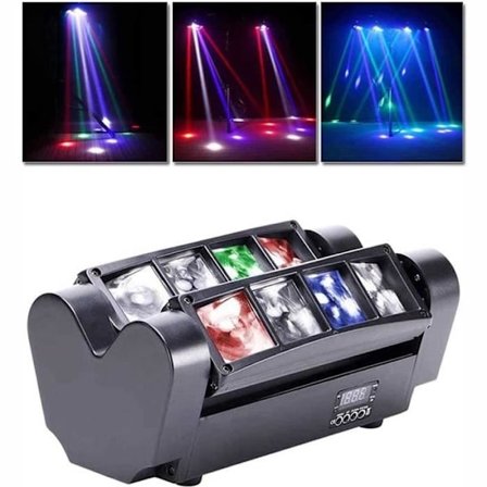 8x10W Spider Disco Lyseffekt - FOLAYA - Lyd- og DMX512-kontroll - Høy Strobe