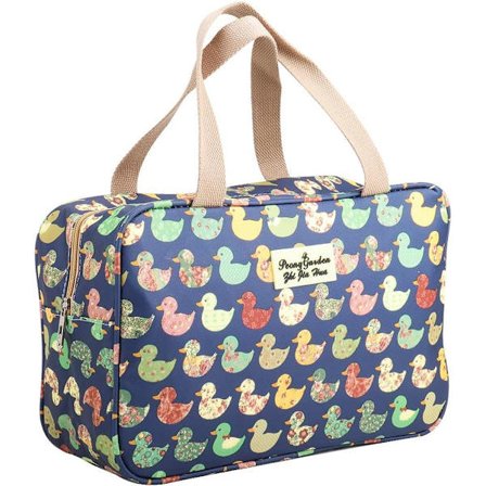 Toalettmappe for reise, sminkepung, vanntett oppbevaringspose, egnet for kvinner og barn (blå and)