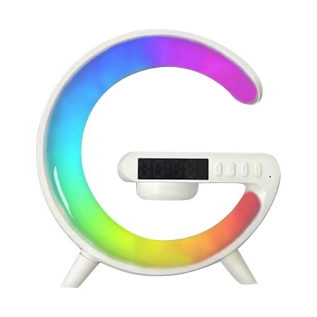 Mini Atmosfärslampa med Trådlös Laddare, Bluetooth-Högtalare, Soluppgångsväckarklocka & Nattlampa - Smart Lampa & Ljudmaskin för Sovrum
