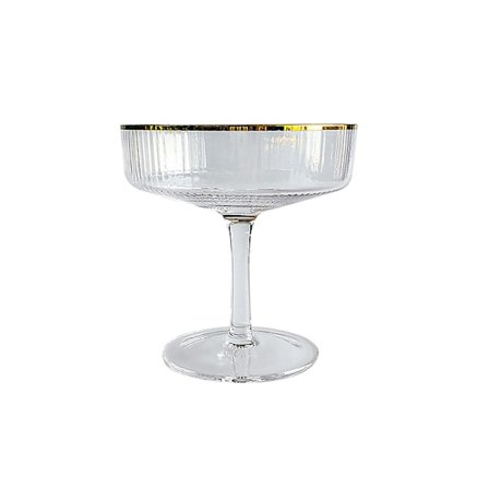 180ml Ribbede Martini-glass, sett med 4, Vintage Coupe-glass, Krystall Cocktail-glass med stilk, Klart vinglass (FMY)
