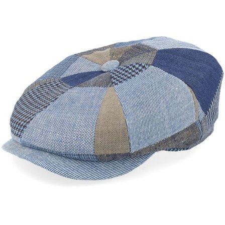 Stetson - Blå flatcap Keps - Hatteras Patchwork Denim Flat Cap @ Hatstore