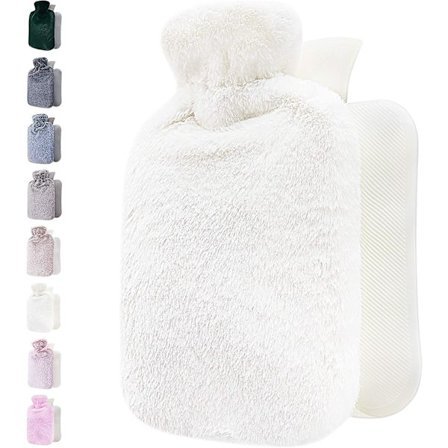 Varmtvandsflaske med blødt betræk - 1,8 l stor - Varmtvandspose til