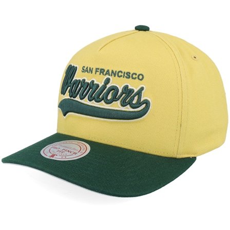 Mitchell & Ness - Golden State Warriors Harvest Gold Pro Crown Gold/Green A-frame Adjustable Adjustable Green Cap - NBA @ Hatstore