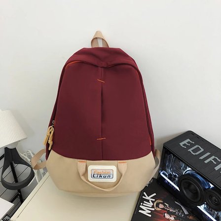 Vattentät ryggsäck i nylon för damer i kontrastfärg skolväska för flickor stor kapacitet herrars reseryggsäckar studentbokväskor Mochila~10974