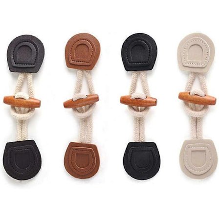 Hornknap 8 Træknapper PU Læder Horn Toggle Knap Horn Toggle Syning, til Frakke, Jakke, DIY Dekoration