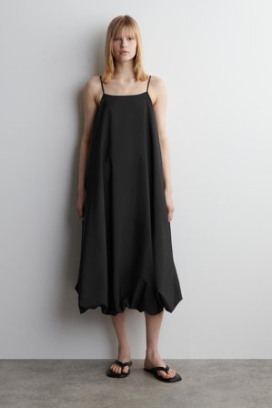 COS Bubble-Hem Midi Dress in Black - Women