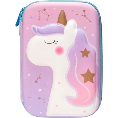 Enhjørning penalhus til piger, sød stor kapacitet 3D EVA blyant