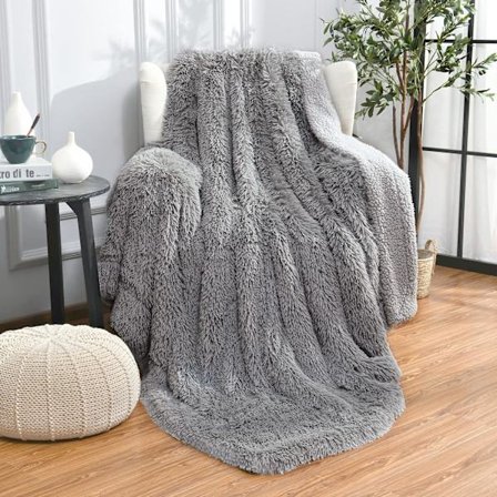 Supermjuk Shaggy Longfur Konstgjord Pälsfilt, Fuzzy Pläd