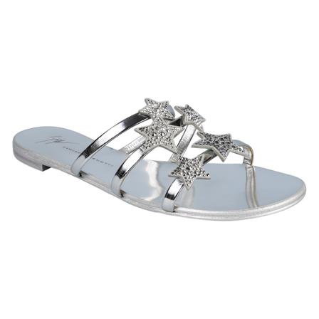 Giuseppe Zanotti slip-on flat Sandalen stars with rhinestones , Grijs , Dames , Maat: 37 EU
