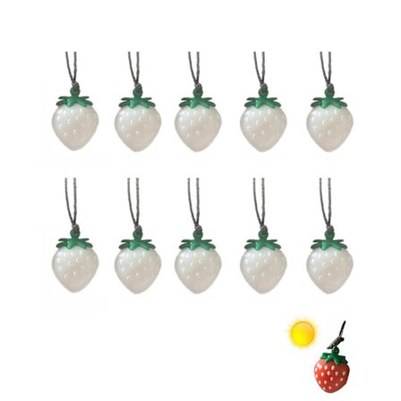 UV Farveskiftende Jordbær Bil Charm - Solfølsom Nøgleringsvedhæng, Hvid til Rød Frugt Dekoration til Spejl eller Taske (10 stk)