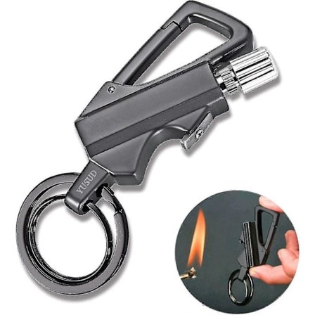 Permanent Fyrstikk, Flint Fyrstarter Evigvarende Fyrstikknøkkelringlighter med Flaskeåpner, Evig Vanntette Fyrstikker Tenn Hvor Som Helst, Kul 