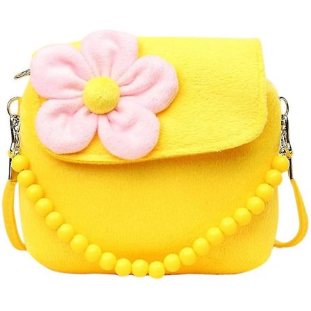 Søte jenter Trendy skulderveske Prinsessehåndvesker Kawaii Blomstrete myntpung for små jenter Småbarn og førskolebarn (Gul)
