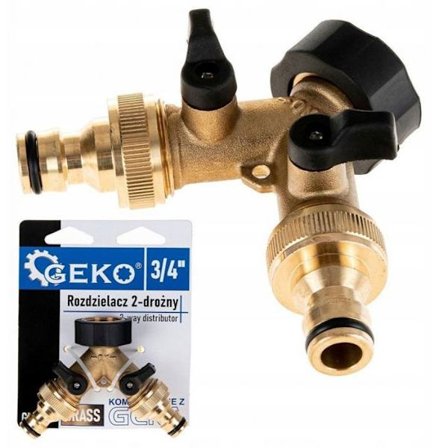 Samlar - fördelningsarm Geko Blandare med 2 vägar GW3/4 x 2 GZ3/4 med ventiler och snabba kopplingar (10/60)