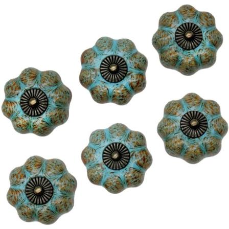 Sæt med 10 keramiske knopper, skuffegreb, skabshåndtag, keramiske knopper, retro og elegante knopper i form af et græskar