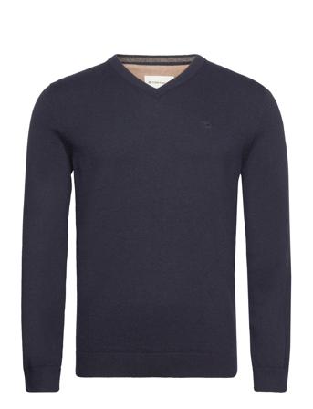 Basic V-Neck Knit Strikkegenser V-krage Marineblå Tom Tailor*Betinget Tilbud
