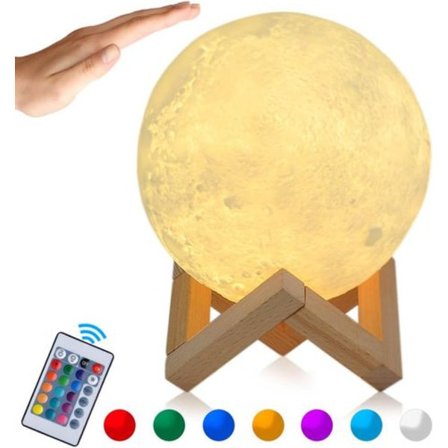 15cm LED månelampe med fjernbetjening Farvet dekorativt lys 3D måne kunst LED