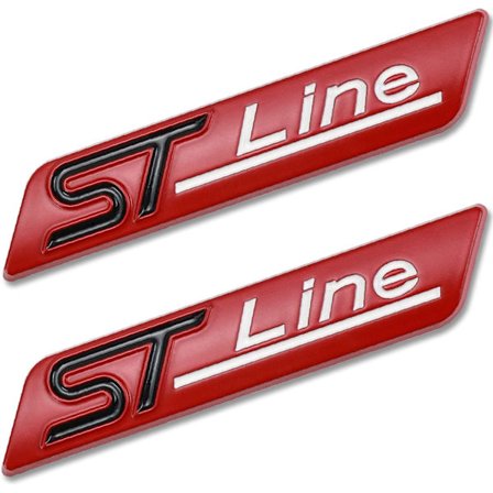 2 kpl Metallinen ST Line -tarra Auton etumerkki Kromi-tarra useimpiin malleihin Punainen