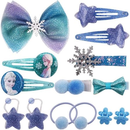 15 stk. snefnug hårklemmer børns hårnål hårspænder med forskellige mønstre Elsa og Anna til bryllupsfest brudepige prinsesse børn