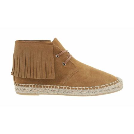 Saint Laurent Vintage Pre-owned Fringed high-top Suede Espadrilles , Bruin , Dames , Maat: 38 EU