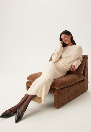 ONLY - Onlkatia Cabel Midi Skirt Cc K - Whitecap Gray Detail:MELANGE