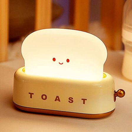 Söt Toast Nattleksak, Gul, Dimbar LED Nattleksak Laddningsbar