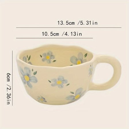 1 stk. 250 ml Kop Mælkeagtig Gul Håndmalet Uregelmæssig Krus, Tulipan Keramisk Kop