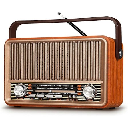 Hyvä J-120 Vintage-radio, AM/FM/SW-kannettava radio 1800 mAh:n ladattavalla akulla tai verkkovirralla, Bluetooth-radio, Vintage Retro -radio tukee