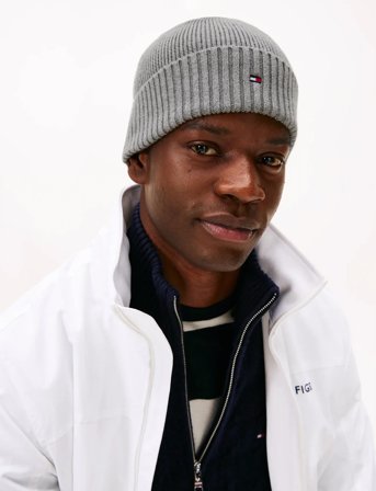 Tommy Hilfiger Th Flag Pima Cotton Beanie - Grey - ONE SIZE