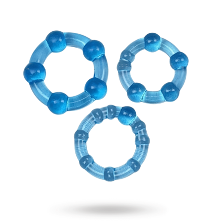 Sustainable Pleasure: Beaded Ring Set 3-Pack Blue - Sexleker Vuxen: Fleshlight, penisring, hylser & pumper